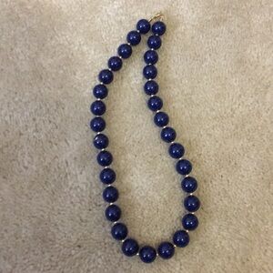 Vintage Blue and gold bead necklace